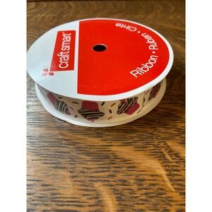 Craft Smart Cupcake Ribbon 7/8 Inch x 3 Yards Pink Brown Grosgrain 220957 NEW
